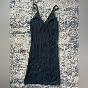 Elegant Black Ribbed Mini Dress